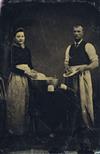 (AMERICAN TINTYPES) Group of 21 select male and female occupationals, including a sculptor, telegraph operator, sniper,